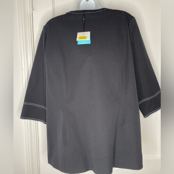 Ming Wang NWT Black Zip-Up Jacket with White Stitching Size L - Picture 7 of 9